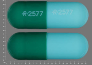 Pill R 2577 R 2577 Green Capsule/Oblong is Diltiazem Hydrochloride Extended-Release (CD)
