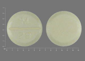 Pill M 28 Yellow Round is Nadolol