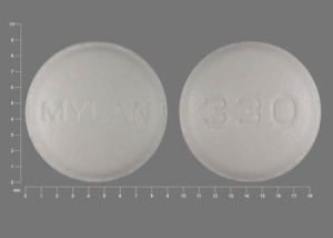 Pill 330 MYLAN White Round is Amitriptyline Hydrochloride and Perphenazine