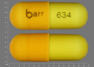 Pill barr 634 Yellow Capsule/Oblong is Danazol