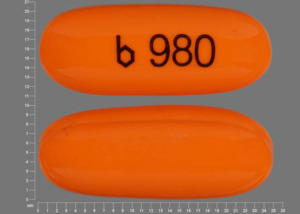 Pill b 980 Orange Capsule/Oblong is Nimodipine