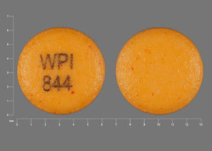 Pill WPI 844 Orange Round is Glipizide Extended Release