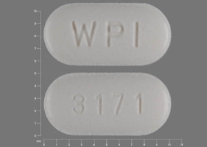 Pill WPI 3171 White Capsule/Oblong is Alendronate Sodium