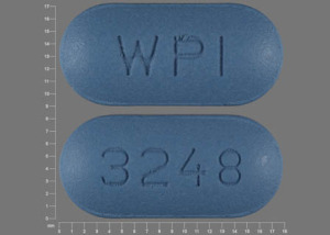 Pill WPI 3248 Blue Capsule/Oblong is Valacyclovir Hydrochloride