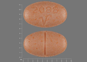 Pill 2088 V Peach Elliptical/Oval is Alprazolam