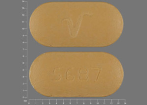 Pill 5687 V Yellow Capsule/Oblong is Risperidone