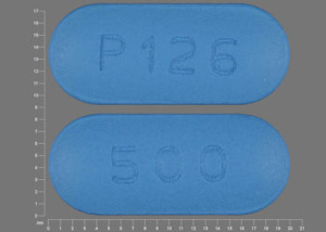 Pill 500 P126 Blue Capsule/Oblong is Cefuroxime Axetil