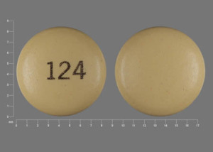 Pill 124 Yellow Round is Pantoprazole Sodium Delayed Release