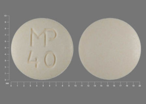 Pill Imprint MP 40 (Hydrochlorothiazide and Spironolactone 25 mg / 25 mg)