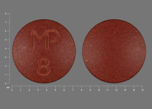 Pill MP 8 Brown Round is Imipramine Hydrochloride