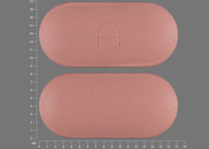 Pill A 47 Pink Capsule/Oblong is Glyburide and Metformin Hydrochloride