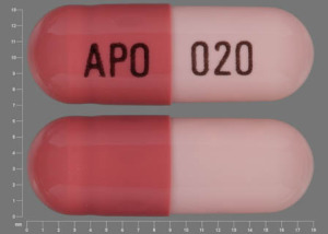 Pill APO 020 Pink Capsule/Oblong is Omeprazole Delayed Release