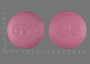 Pill GSK 25 Pink Round is Paroxetine Hydrochloride Controlled-Release