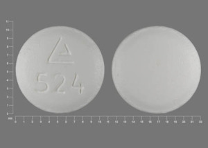 Pill Logo 524 White Round is Hydrocodone Bitartrate and Ibuprofen