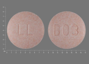 Pill B03 LL Orange Round is Hydrochlorothiazide and lisinopril