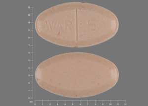 Pill WAR 5 Peach Oval is Warfarin Sodium