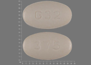 Pill G32 375 Pink Elliptical/Oval is Naproxen