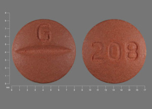 Pill G 208 Brown Round is Moexipril Hydrochloride