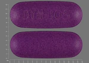 Pill DYN 105 Purple Capsule/Oblong is Solodyn