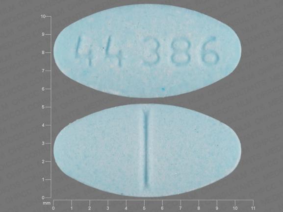 Pill 44 386 Blue Oval is Doxylamine Succinate