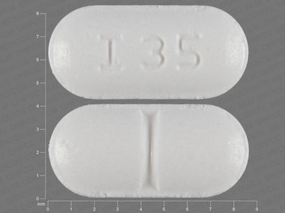 Pill I35 White Capsule/Oblong is Glyburide