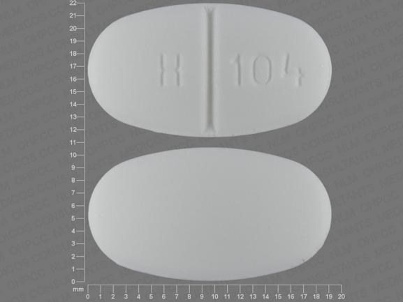 Pill H 104 White Elliptical/Oval is Metformin Hydrochloride
