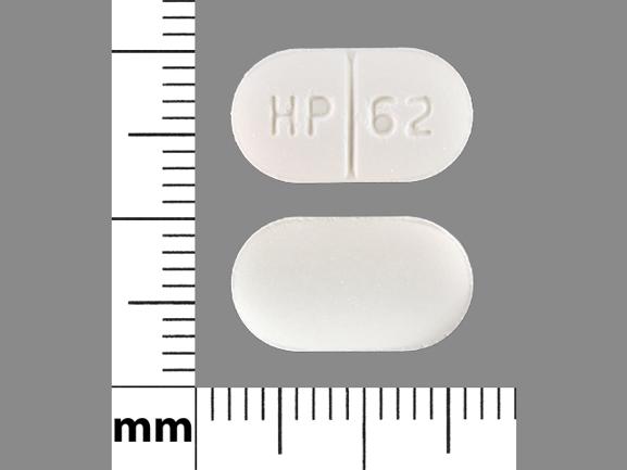 HP 62 Pill White Capsule/Oblong 14mm - Pill Identifier