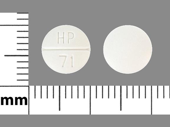 Pill HP 71 White Round is Methimazole