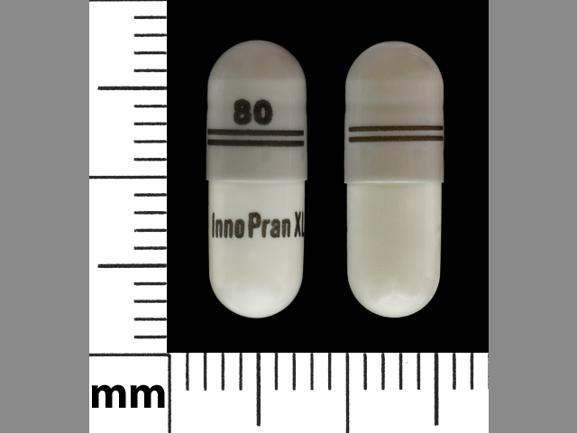 Pill InnoPran XL 80 Gray & White Capsule-shape is InnoPran XL