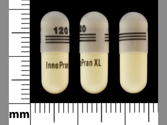 Pill InnoPran XL 120 Gray & White Capsule/Oblong is InnoPran XL