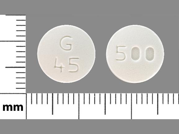 Pill G 45 500 White Round is Metformin Hydrochloride