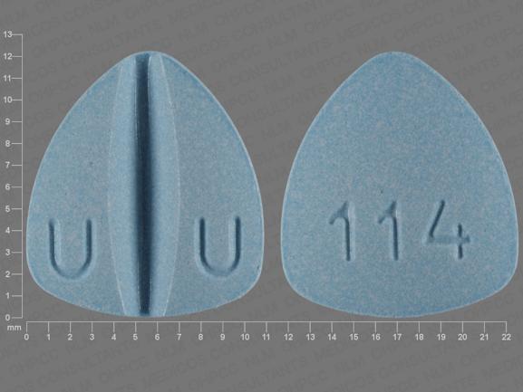 Pill U U 114 Blue Three-sided is Lamotrigine