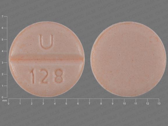 U 128 Pill Orange Round 7mm - Pill Identifier