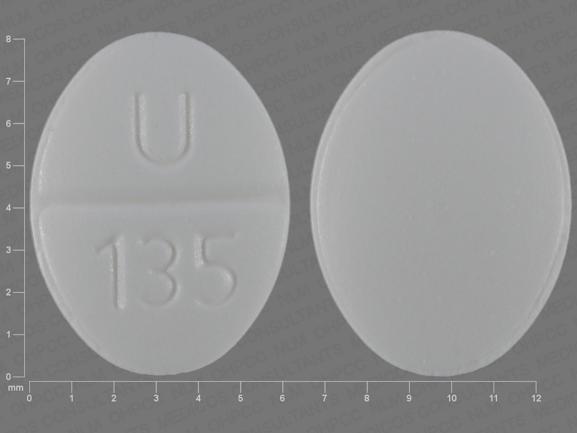 Pill U 135 White Oval is Clonidine Hydrochloride