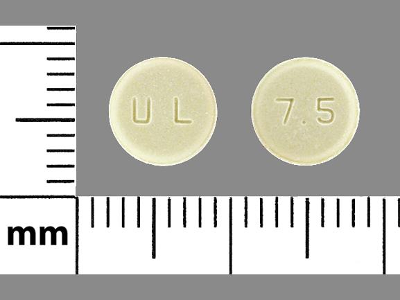 Pill U L 7.5 Yellow Round is Meloxicam