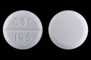 Pill cor 145 White Round is Benztropine Mesylate
