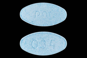 Pill par 034 Blue Oval is Meclizine Hydrochloride