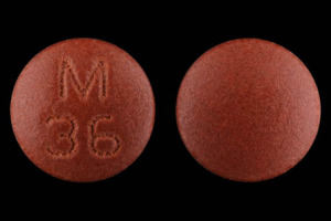 M P2 Pill Maroon Round 8mm - Pill Identifier