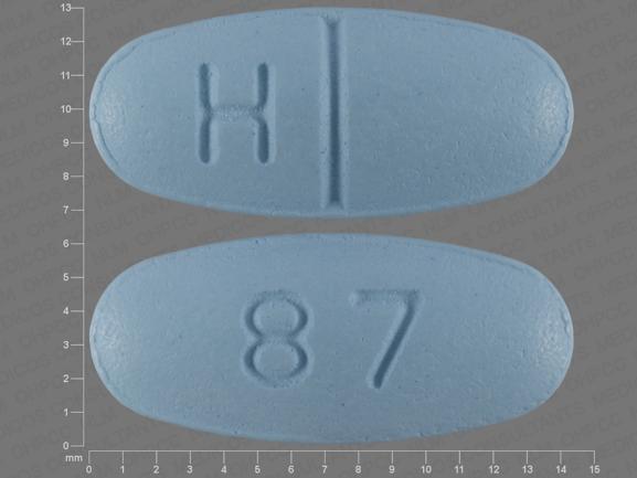 Pill H 87 Blue Capsule/Oblong is Levetiracetam