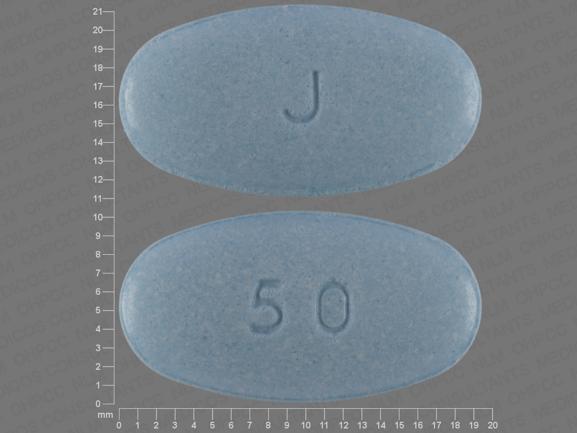 Pill J 50 Blue Oval is Acyclovir