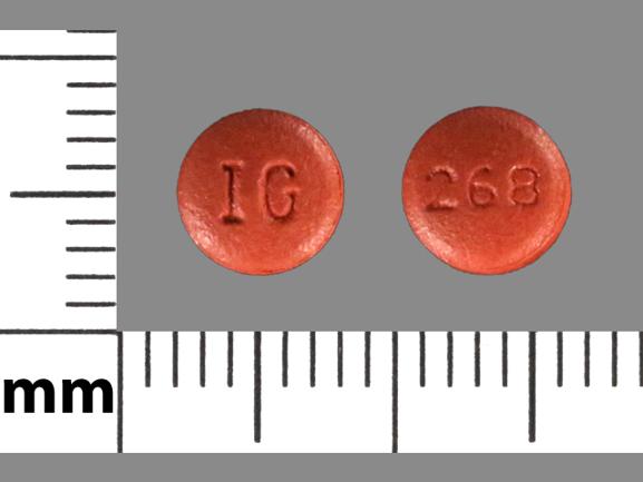 Pill IG 268 Brown Round is Quinapril Hydrochloride