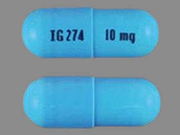 Pill IG 274 10mg Blue Capsule/Oblong is Ramipril