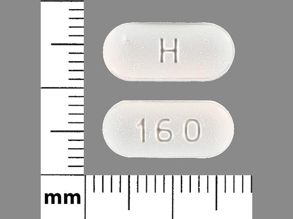 Pill H 160 White Capsule/Oblong is Irbesartan