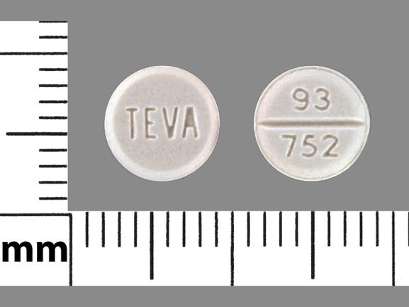 Pill TEVA 93 752 White Round is Atenolol