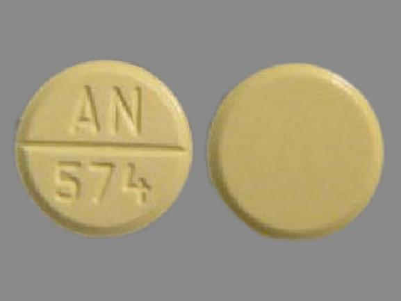 Pill AN 574 Yellow Round is Bethanechol Chloride