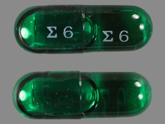 Pill E 6 E 6 Green Capsule/Oblong is Ergocalciferol