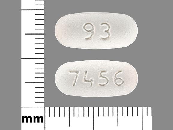 Pill 93 7456 White Elliptical/Oval is Glipizide and Metformin Hydrochloride