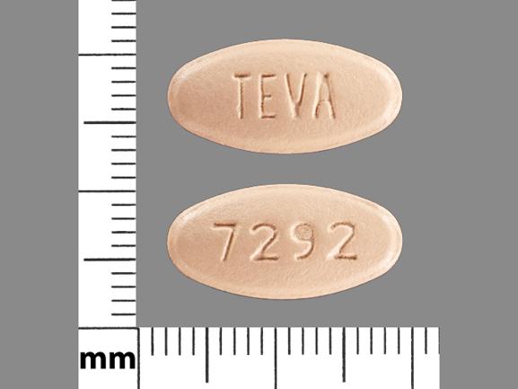 Pill TEVA 7292 Peach Oval is Levofloxacin