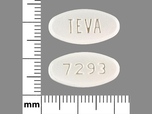 Pill TEVA 7293 White Elliptical/Oval is Levofloxacin