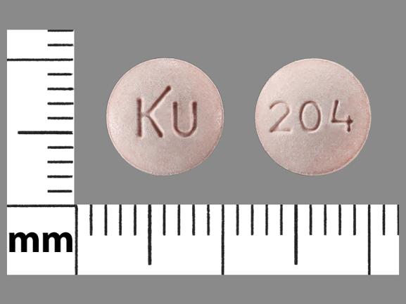 Pill KU 204 Pink Round is Montelukast Sodium (Chewable)